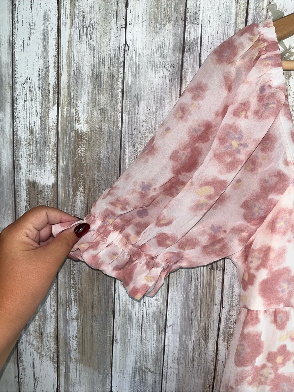 NWT Entro Pink Floral Puff Sleeve Open Back High Low Midi Dress S - Picture 5 of 7